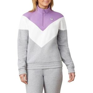 Fila Women's 1/4 Zip Pullover Sweatshirt (S, Grey, Lavender & White)